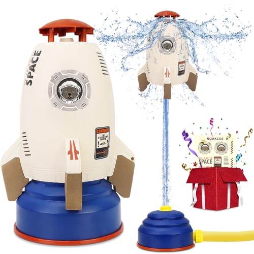 HCFJEH Sprinkler for Kidä¸¨Kids Sprinkler Outdoor Water Toys for Yardä¸¨Outdoor Water Play Rocket Launcher Toys for Toddlers 1-3ä¸¨Summer Backyardä¸¨Rocket Launcher for Kids 3 4 5 6 7 8 9 10 11 12