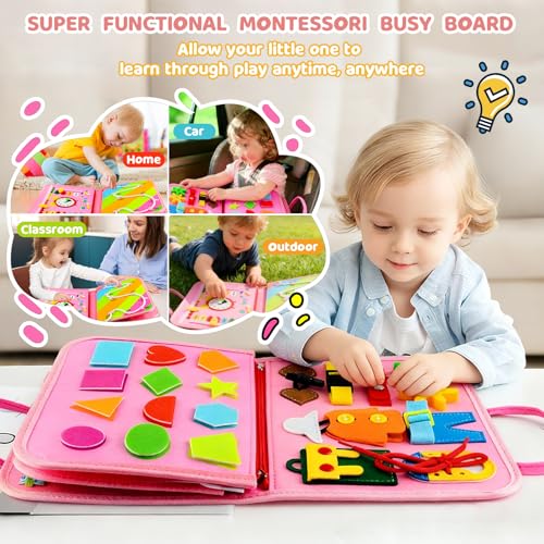 Image of Busy Board Montessori Toys for Children,Felt Sensory Activity Board Sorting Toy for Kids