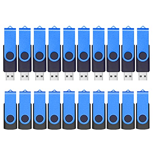 2GB 20 Pack Flash Drives Bulk, ABLAZE USB 2.0 Thumb Drives Bulk with Lanyards Swivel Memory Stick Bulk Flash Drives 20 Pack 2GB Pendrive Jump Drive USB 20 Pack (2GB 20 Pack, Blue)