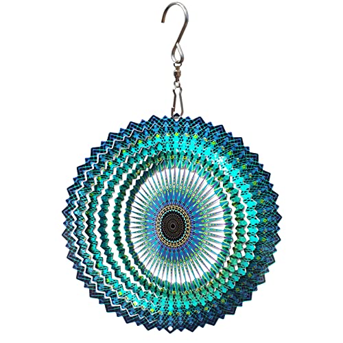 FONMY Stainless Steel Wind Spinner Mandala Starry Sky 6 inch 3D Stainless Steel Laser Cut Metal Art Geometric Pattern - Hanging Wind Spinner Kinetic...