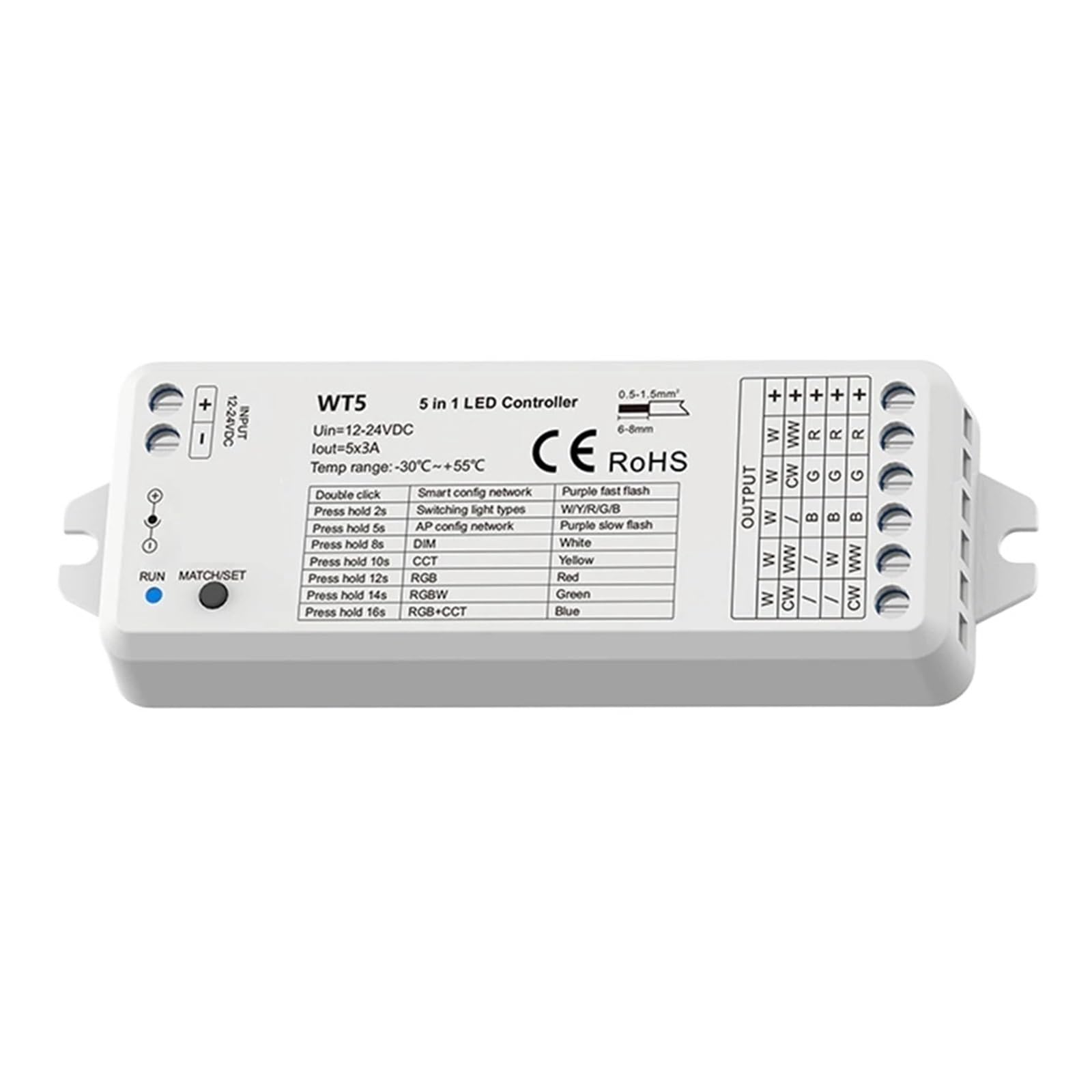 Contrôleur LED WT5 pour résoudre les conflits de rubans RGBW avec télécommande RT10