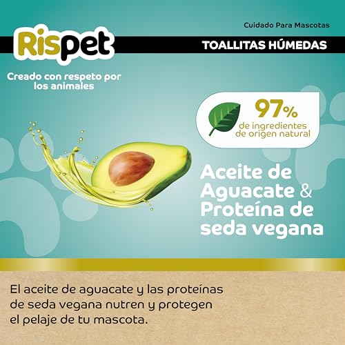 Rispet Toallitas XL Aguacate y Seda, para el Manto de Perros, Gatos y Mascotas, 54 toallitas - imagen 3