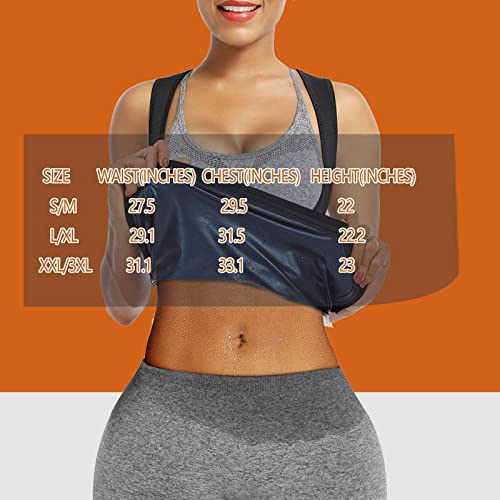 Bodysuner Sauna Sweat Vest Workout Tank Top Waist Trainer For Women With Zipper Compression Workout Enhancing Vest Blue,L/Xl #TOP4