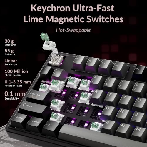 Image of Keychron C3 HE TKL Wired Mechanical Keyboard (80% Layout), Magnetic Switches with Adjustable Actuation, Rapid Trigger, QMK /Launcher Web Programmable, RGB Backlit, PBT Keycaps for Mac /Windows /Linux