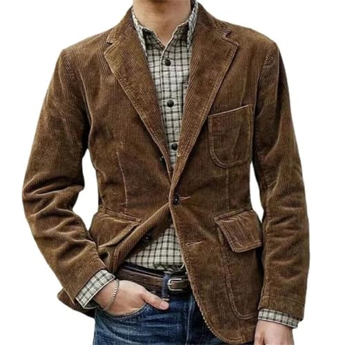 Men's Corduroy Jackets Solid Color Suit Collar Casual Single Breasted Turn-Down Collar Coats2