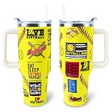WENININOK Softball Mom 40 oz Tumbler with Handle and Straw Lid Leak Proof - Softball Mom Tumbler for Mothers Day Gifts for Mom Women - Stainless Steel Cup Dishwasher Safe