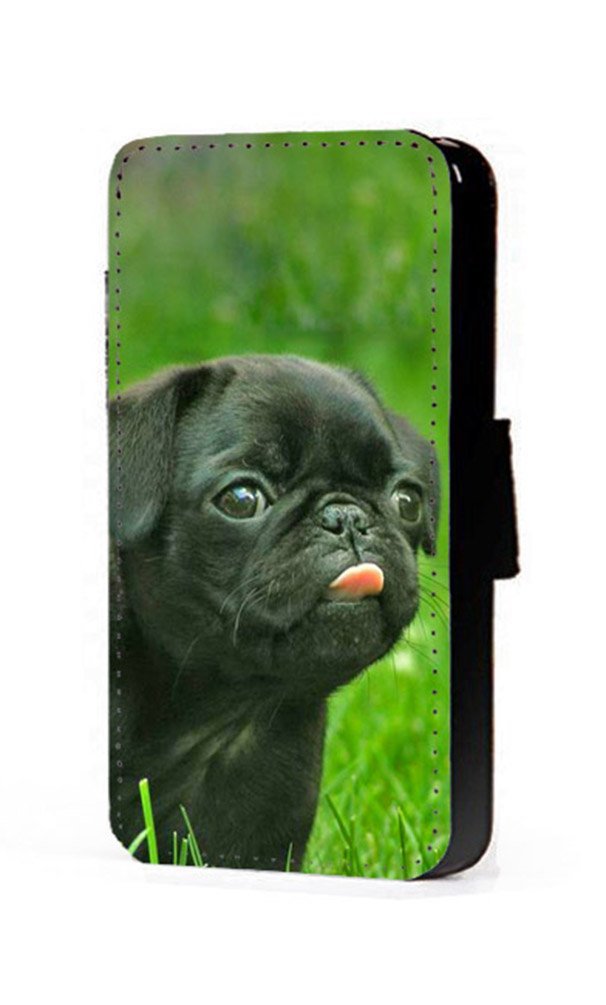 Black Pug faux PU leather wallet mobile phone case cover for iPhone 6 Plus/6s Plus