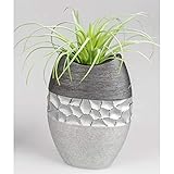 Vase 20cm silber - grau aus Keramik mit matt-gebürsteter Oberfläche und Relief