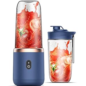 Personal Blender multifunctionele, draagbare blender, USB-blender, mini-mixer met 6 messen, smoothiemaker met 2 draagbare bekers, 400 ml, voor fruit, groenten, shakes en ijsversnipperaar