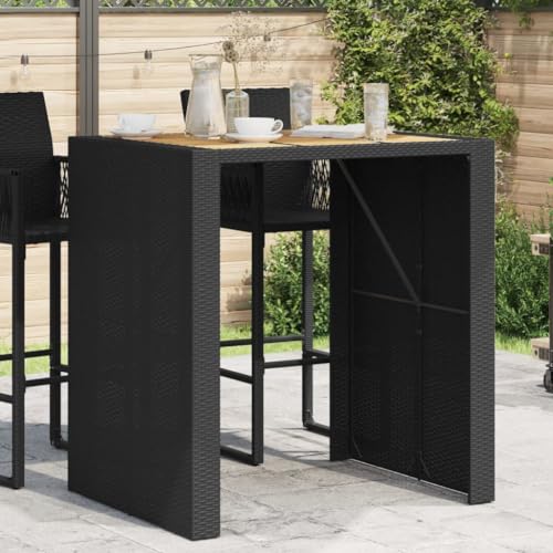 Générique Table de Bar de Jardin et Dessus en Bois Acacia résine tressée,Tables de Jardin,368696