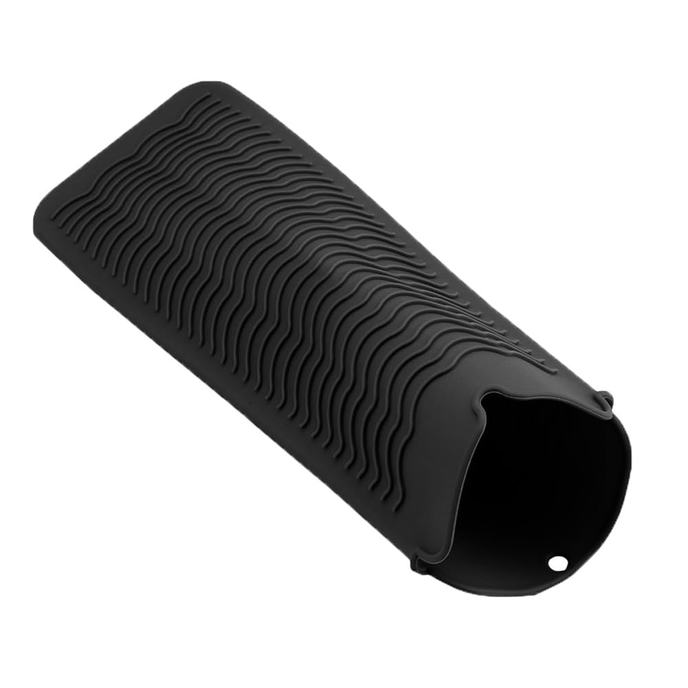 2wayヘアアイロン収納カバー マット MBR050 収納ケース 収納袋 パッド 耐熱ホルダー シリコン製 ドレッサー 洗面所 持ち運び 携帯便利 日用品 生活雑貨 滑り止め 焦げ防止 出張 旅行 旅行便利グッズ 旅行用品 旅行小物 トラベルグッズ (2way(ケース・マット), ブラック)