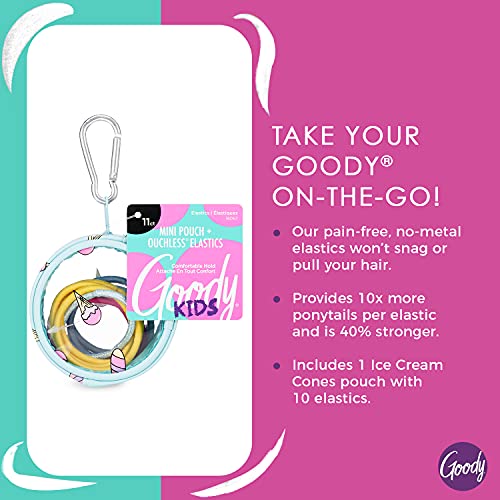Goody Kids Ouchless Elastics With Mini Pouch - 11 Count, Ice Cream Print - For All Hair Types - Hair Accessories For Women And Girls #TOP1