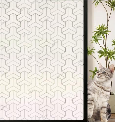 CREON Frosted Glass Window Privacy Film - UV Sun Blocking Heat Control, Static Cling Removable & Reusable for Home, Bathroom, and Office (12 X 36 Inch)