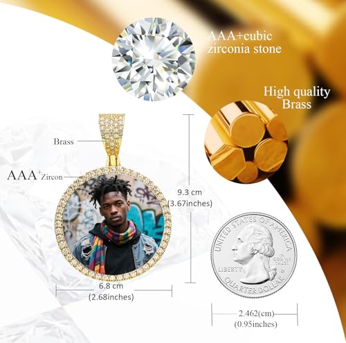 LATEEFAH Custom Large Circle Chain with Photo Memorial Photo Necklace Personalized Picture Necklace Pendant for Men & Women, Mothers Day, Valentines Day, Anniversary, Graduation3