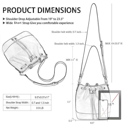 Image of AFKOMST Medium Bucket Bag for Women, Convertible Shoulder Crossbody Tote