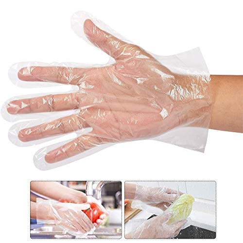 Preisvergleich Produktbild AMACOAM Einweg Handschuhe Klar 200 Stück Einmalhandschuhe Lebensmittelecht Einweghandschuhe Handschuhe Küche Einweg Transparent PE für Küche Restaurant Kochen Friseur Experimentieren Industrial