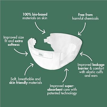 Naty Baby Nappies Newborn - 100% Plant-Based Materials on Skin, Soft, for Sensitive Skin & Super Absorbent (Size N, 100 Count)