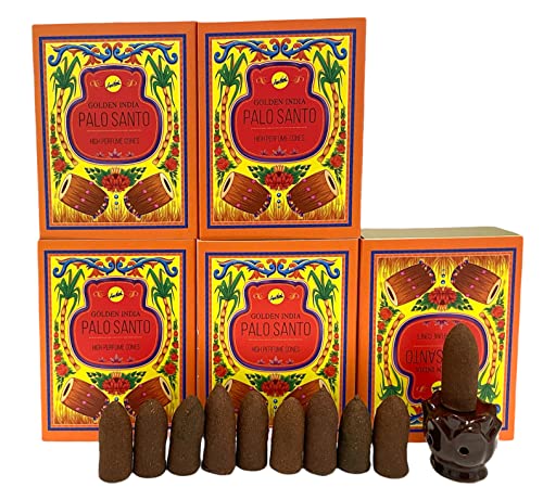 Palo Santo Highly Scented Sreevani Backflow Incense Cones For Waterfall Aromatic Smoke Fountain Haze Falls And Lotus Burner Bundle - 50 Cones #TOP4