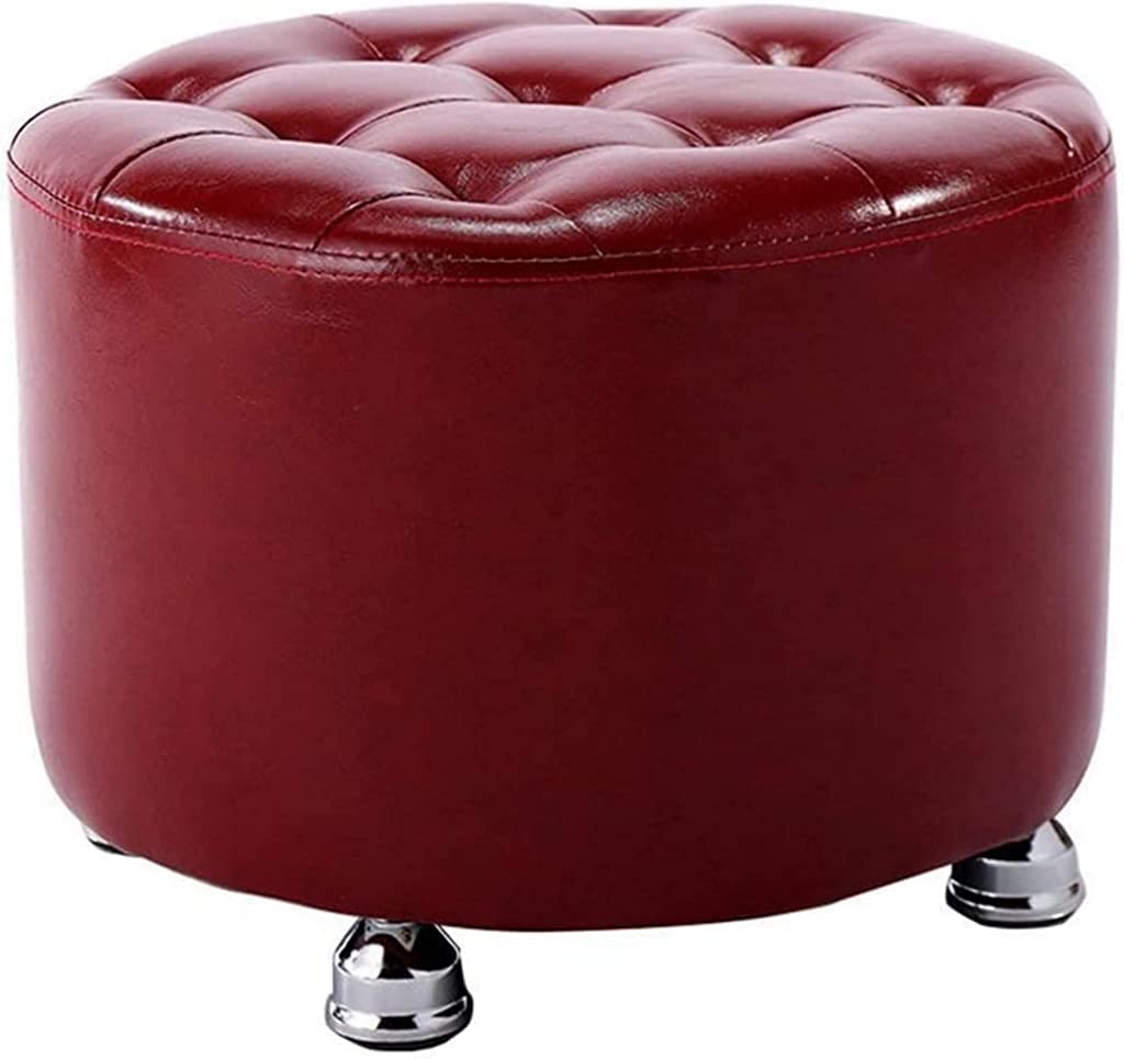 Repose-pieds haut de gamme en cuir PU rouge avec structure bois robuste