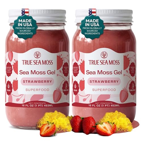 TrueSeaMoss Sea Moss Gel – Strawberry, Pack of 2 (Labels may Vary)