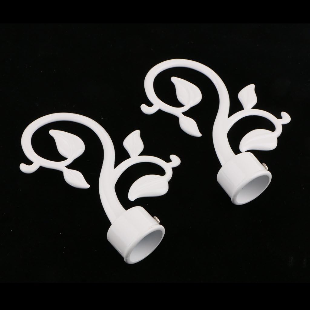 Dovewill 2Pcs Leaf Window Drapery Curtain Rod Decor Drapery Pole Finials Head Top 28mm Inner Diameter #White : Home & Kitchen