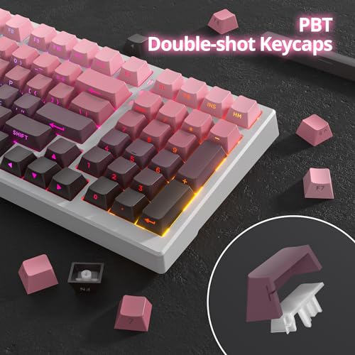 Image of PBT Gradient Red Keycaps Side Printed Set Shine Through Cherry Profile Double Shot Custom Minimalist Style for Mechanical Keyboard (Dark Plum)