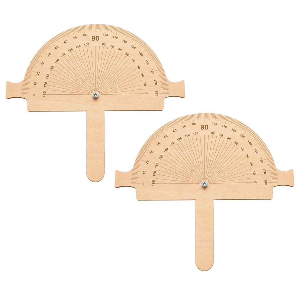 Aundhegrtt As Shown 2Pcs Wooden Angle Finder Tool With Orange String Line, 12" X 10" 5Mm Birch Plywood Angle Ruler Protractor