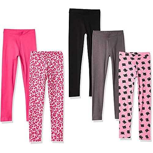 Amazon Essentials Girls' Cotton Stretch Leggings, Multipacks