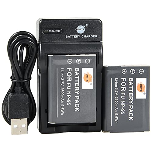 DSTE NP 95   Batería de Iones de Litio (2 Unidades) y Cargador Micro USB Compatible con Fujifilm FinePix F30, F31fd, Real 3D W1, X100T, X100LE, X S1, DB 90, GXR, GXR Mount A12, GXR P10 cámara