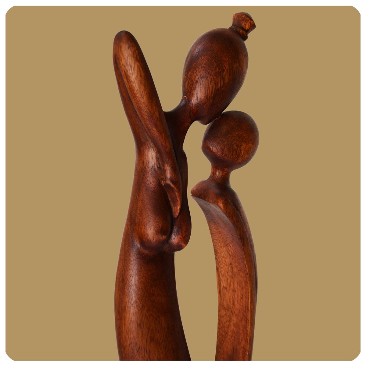 Simandra Art Deco Sculpture abstraite en bois Marron Hauteur 60 cm