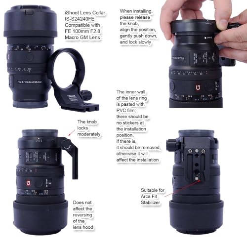 Anillo Adaptador para Trípode Compatible con Objetivos Sony FE: 100mm F2.8 Macro GM, 24-240mm F3.5-6.3 OSS, 24-105mm F4 G OSS, 24-70mm F2.8/F4, 24mm F1.4 GM y 16-70mm F4 ZA OSS miniatura 4