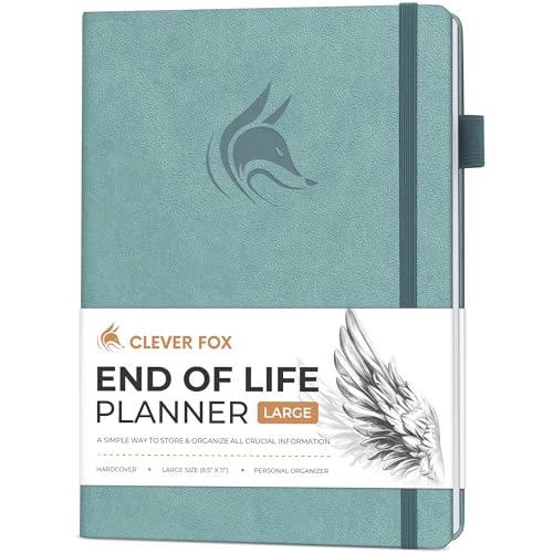 Clever Fox Large End of Life Planner Guided Final Arrangements Organizer Notebook for Instructions Beneficiary Info Will Preparation Last Wishes & Funeral Planning 8.5 x 11 (Blue Surf)