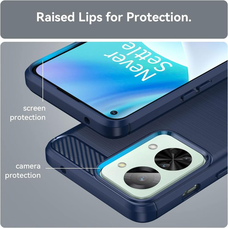 Image of NPRC Hybrid Ultra Slim Protective Case TPU Non-Slip Carbon Fiber Texture Shockproof Case Cover for Oneplus NORD 3 - Blue