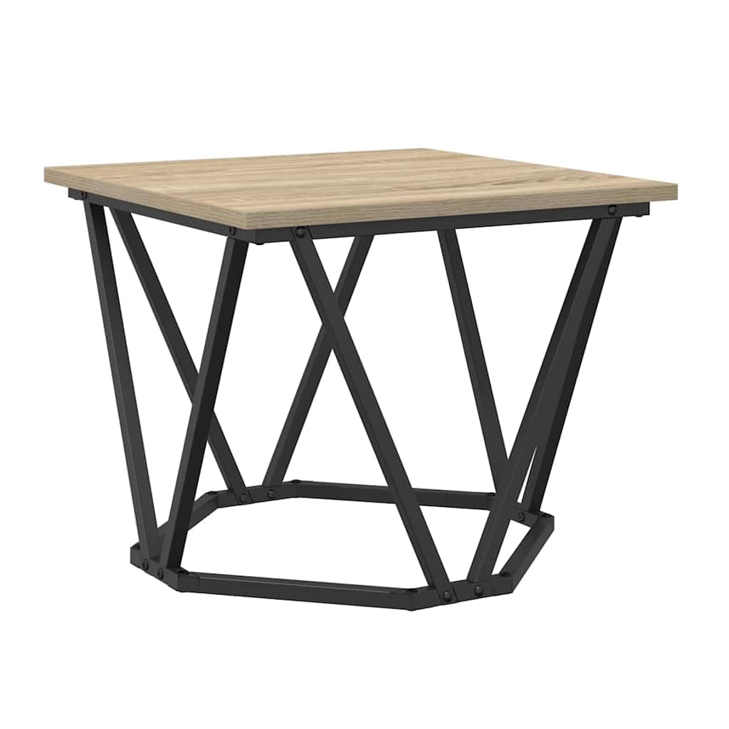Juego de mesa de café de 3 piezas, 50 x 50 x 40 cm, roble Sonoma, aspecto de madera maciza y acero, diseño moderno, robusto y compacto, para salón, balcón u oficina