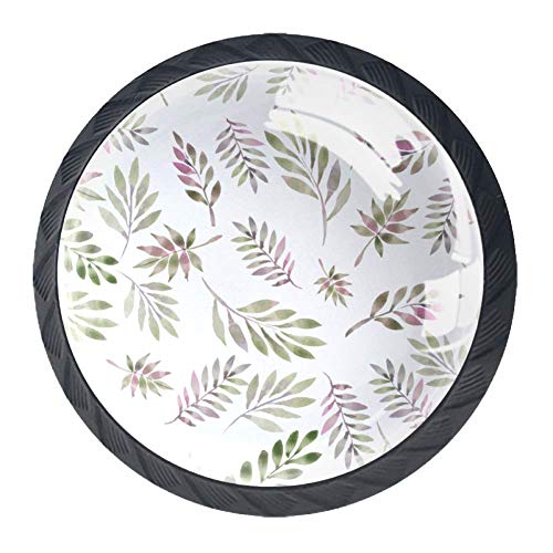 Green Leaf Pink Leaf 4pcs Colorful Crystal Glass Cupboard Wardrobe Cabinet Drawer Knob Door Pull Handle