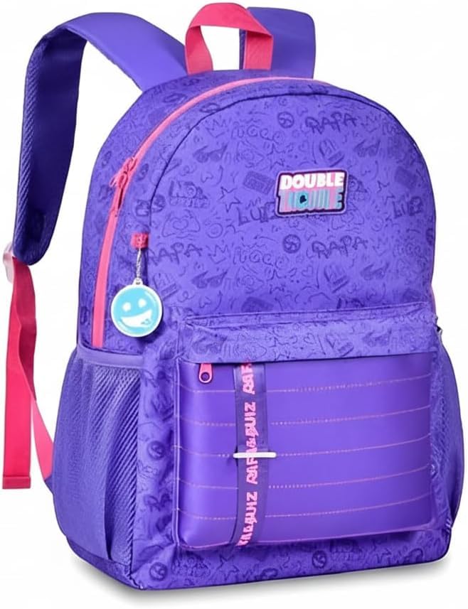 Mochila Escolar Juvenil Adolescente Bolsa de Costas Roxa Resistente