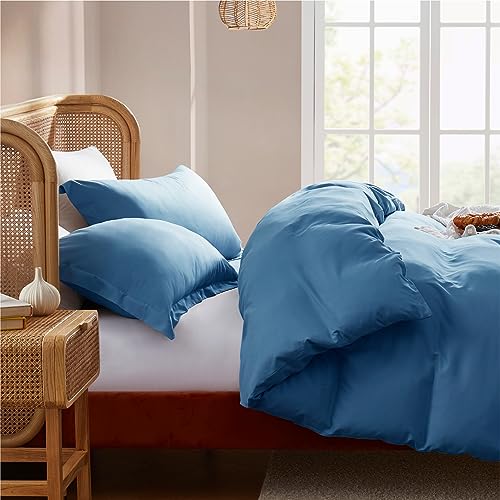Nestl Twin Duvet Cover Set with Comforter Insert - Blue Heaven 3 Piece 68x90 Duvet Cover & 1 Pillow Sham with White Quilted Down Alternative Comforter, Ultra Soft, All Season