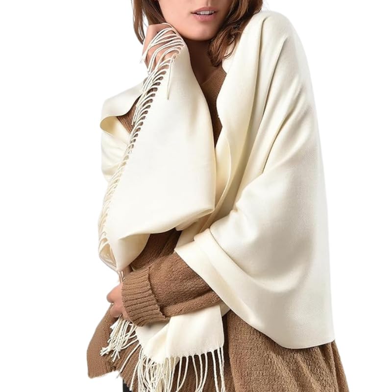 Women Men Winter Cold Weather Scarf - Imitation Cashmere Feel Soft Shawls Scarves with Tassels for Travel3