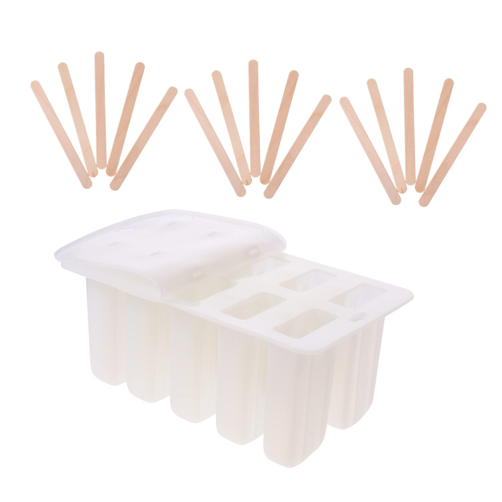 HEMOTON Moule à Glace Couleur Aléatoire pour Préparation Maison Estivale DIY en Silicone avec 10 Cavités Facile à Démouler et Nettoyer, Inclus 10 Bâtonnets en Bois