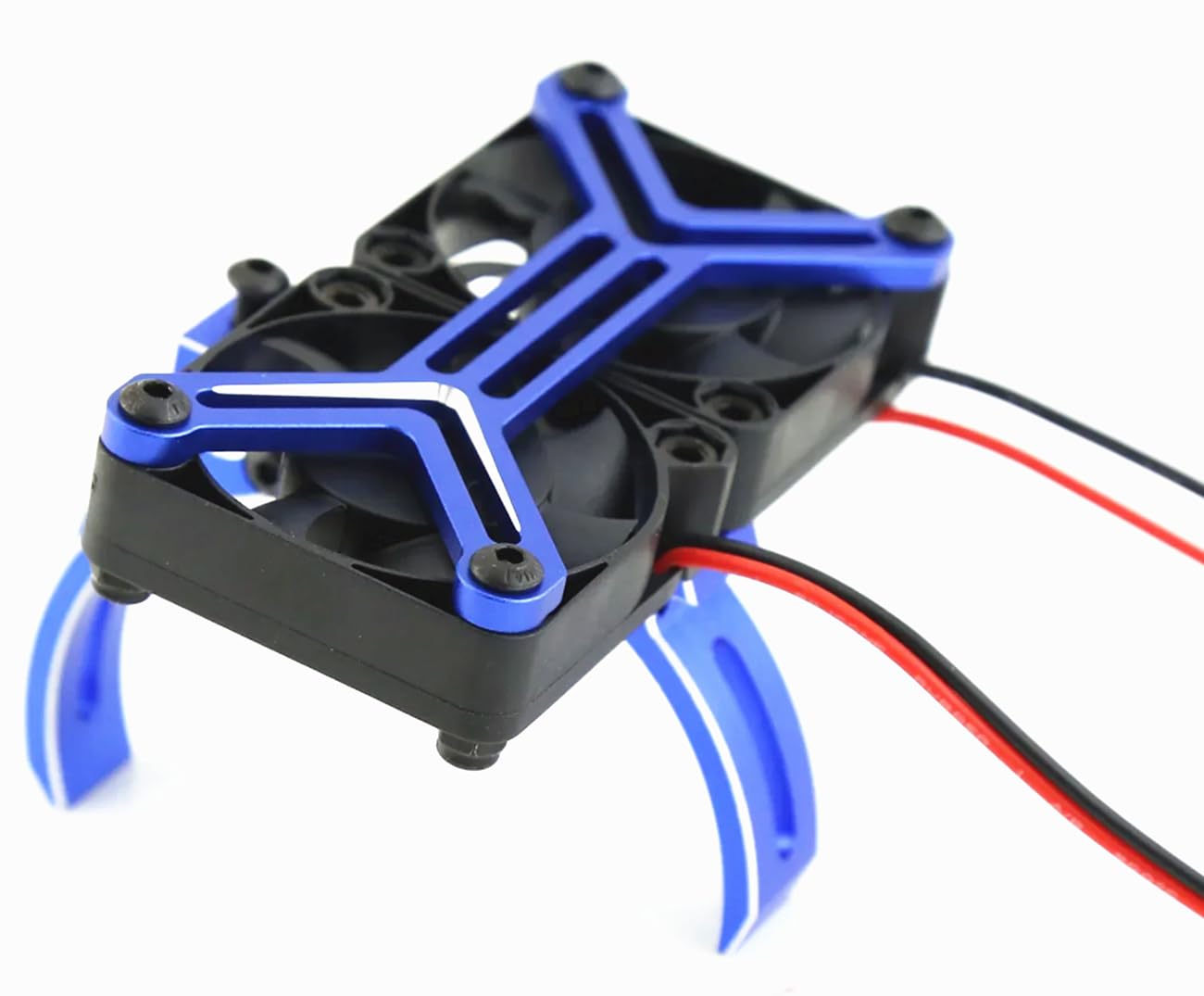 RC Motor Heatsink Dual 20000rpm 30mm Cooling Fan 40-42mm Adjustable Mount for 1/7 1/8 Arrma 4074 Motor, for 4274 4068 4268 Motor Upgrades Part(Navy Blue)