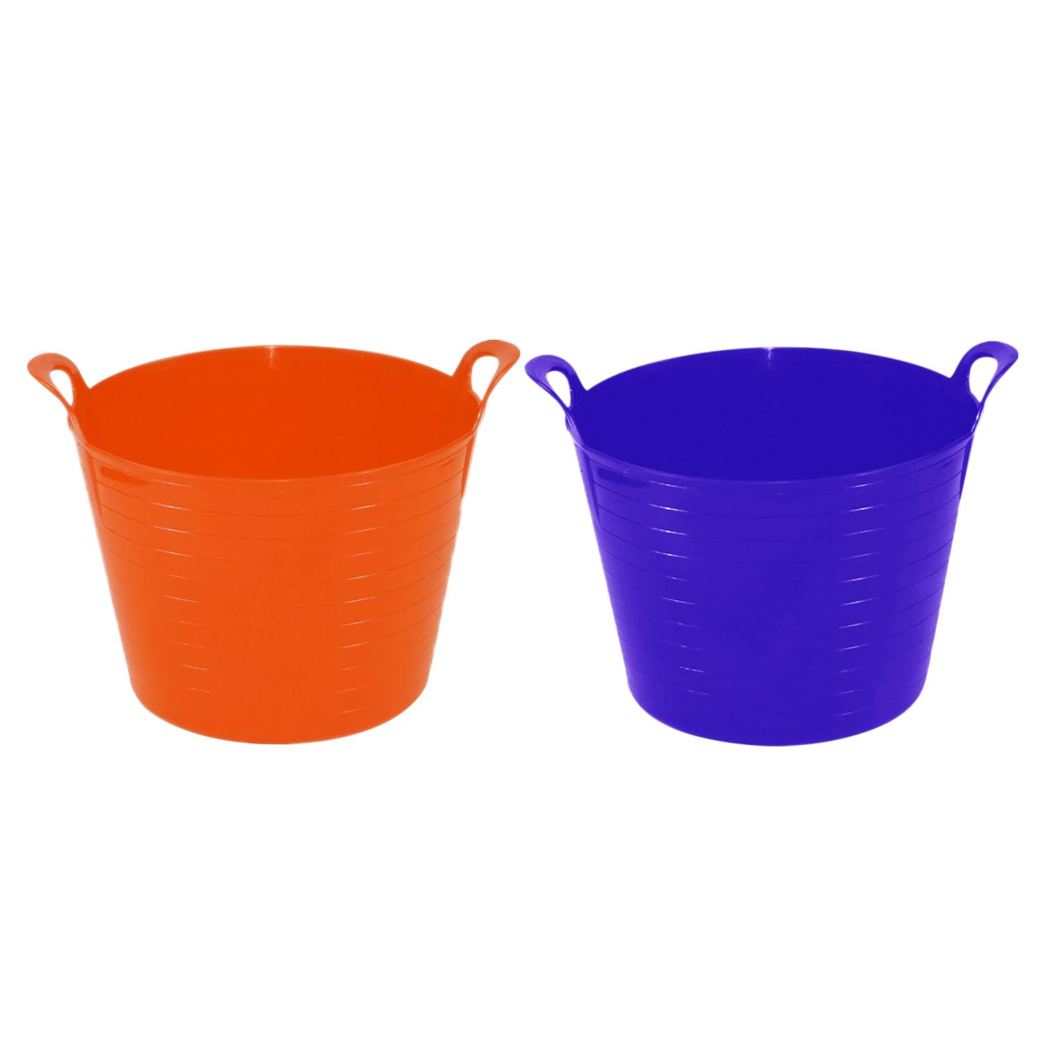 M1ss Purple + Orange Set Of 2 42L Litre Flexi Purple And Orange - Robust Versatile Multipurpose Large Flexi Tub Garden Home Flexible Plastic Storage Container Bucket Tub Trug Horse Feeder - Made In Uk