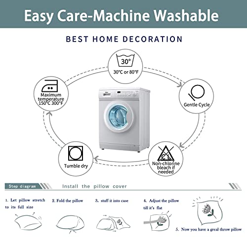 Adjuvant Flowers Pillow Covers Garden Floral Throw Pillow Covers Set Of 2 18X18 Inches Modern Plants Grass Blossom Cushion Covers For Sofa Couch Square Coze Soft Grey White Flower Pillowcase #TOP5