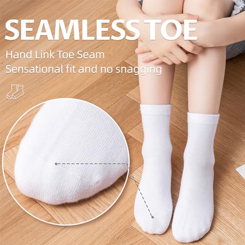 6 Pack Kids Socks Girls Socks for School Uniform Soft Cotton Seamless Toe Athletic Crew Socks4