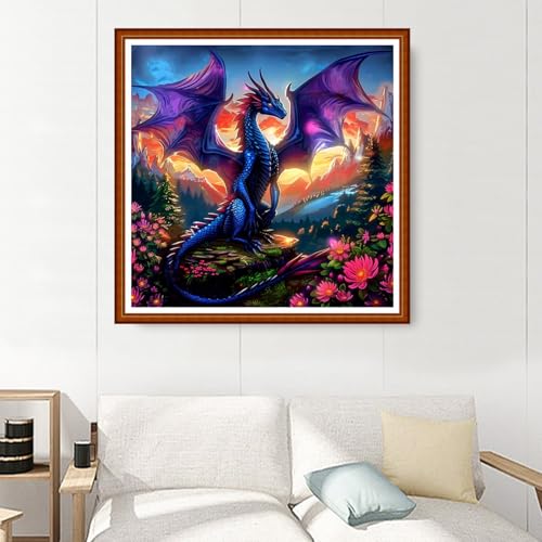 Image of Joyhoor Stamped Cross Stitch Kits for Beginners Needlepoint Kits for Adults Embroidery Kits 11CT Counted Cross Stitch Kits Printed Embroidery Pattern- Forest Pterosaur 18x18 inchs