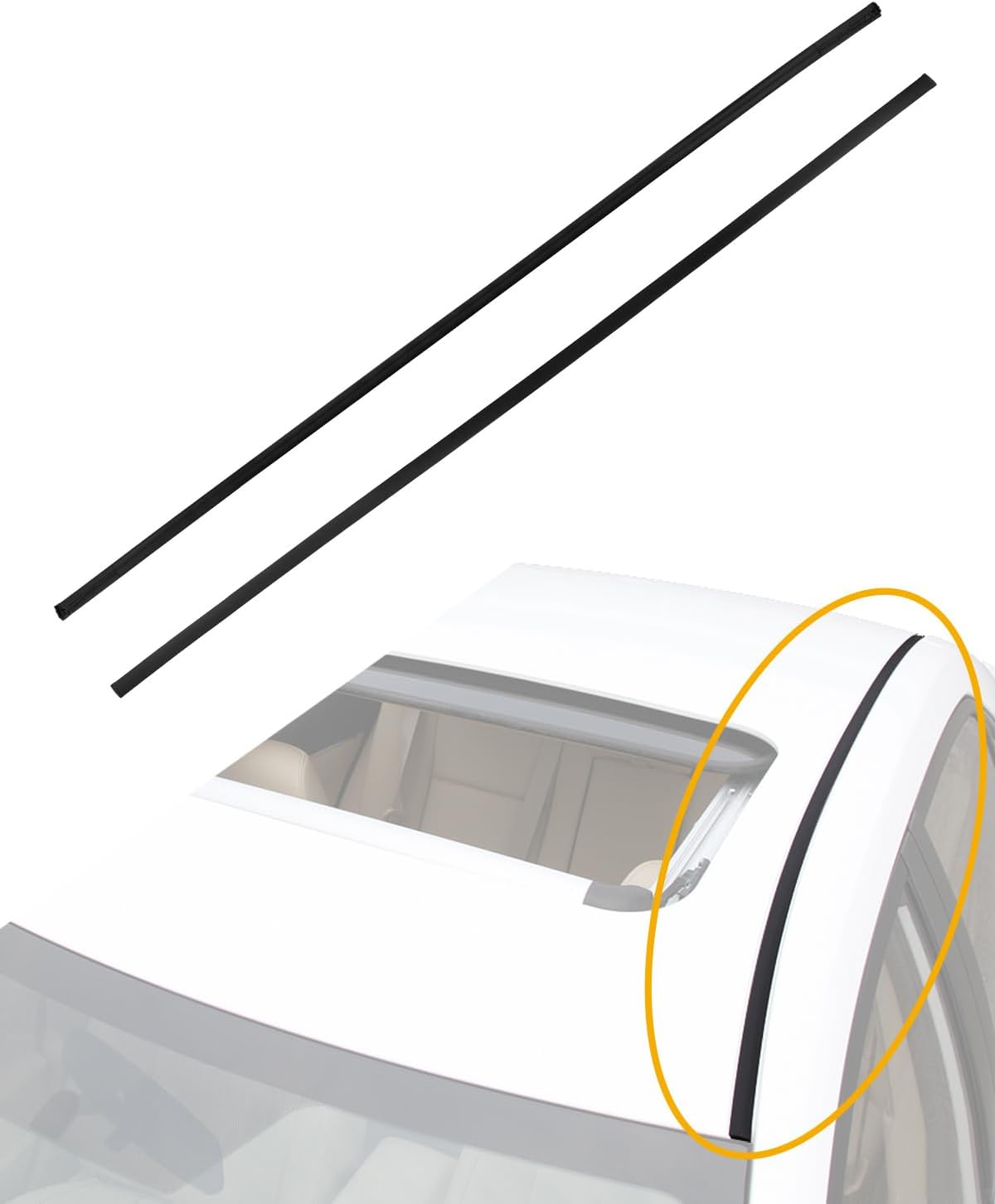 Roof Trim Molding (Pair), Roof Weatherstripping Seal, Compatible with Toyota Corolla 2009-2013, Left Driver and Right Passenger Side, Roof Top Drip Seal, Rubber Roof Weather Strip Moulding Roof Seal Strip 2009-2013 Toyota Corolla