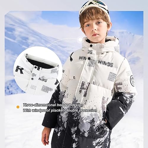 GAGALU Jaqueta infantil acolchoada para uso ao ar livre para todos os climas, Preto, cinza, GG