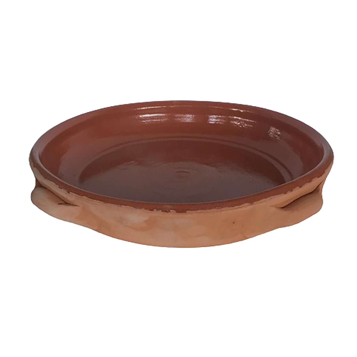 Plat en terre cuite semi-maltée 30 cm - Casserole artisanale pour cuisson au four - Fait main en Italie - Idéal pour lasagne, parmesan, rôti et gratin