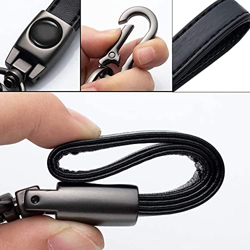 msxnkkk Genuine Leather Car Keyring,Keychains for Subaru Key Ring Lanyard Accessories Black Key Chain Keyring