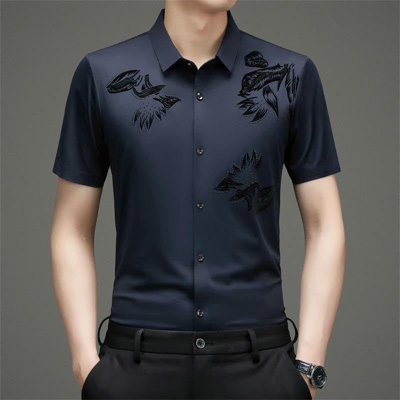 Chemise d'été homme décontractée à manches courtes avec revers sans couture - 4