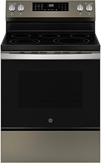GE GRF600AVES 5.3 Cu. Ft. Freestanding Electric Convection Range with Steam Cleaning and EasyWash Tray - Slate